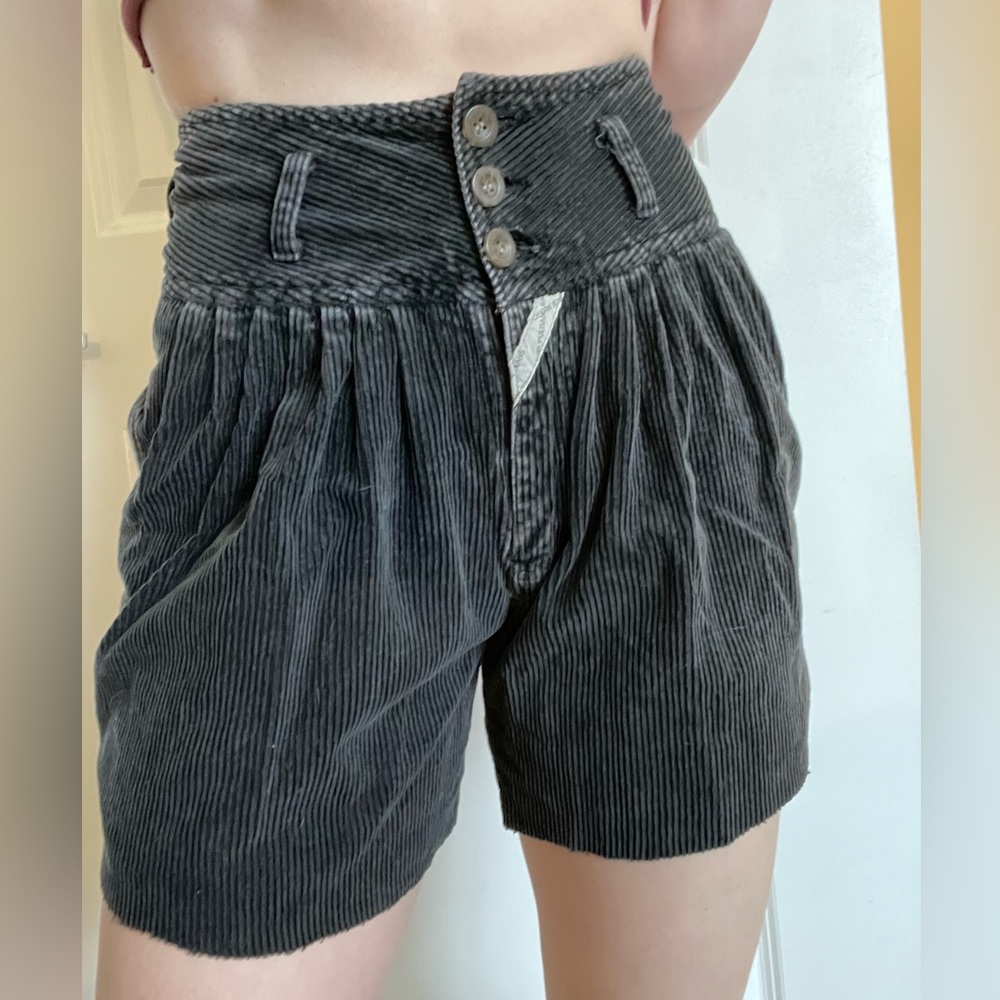 Vintage 80s Jordache Championships High Waist Pleated Corduroy Cutoff Shorts